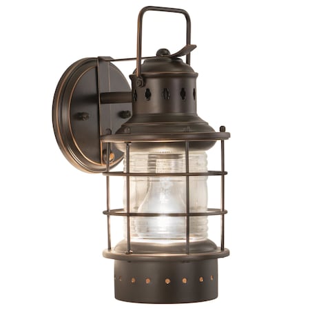 Vaxcel Hyannis 1 Light Bronze Coastal Lantern Cylinder Outdoor Wall Lantern Clear Glass OW37051BBZ